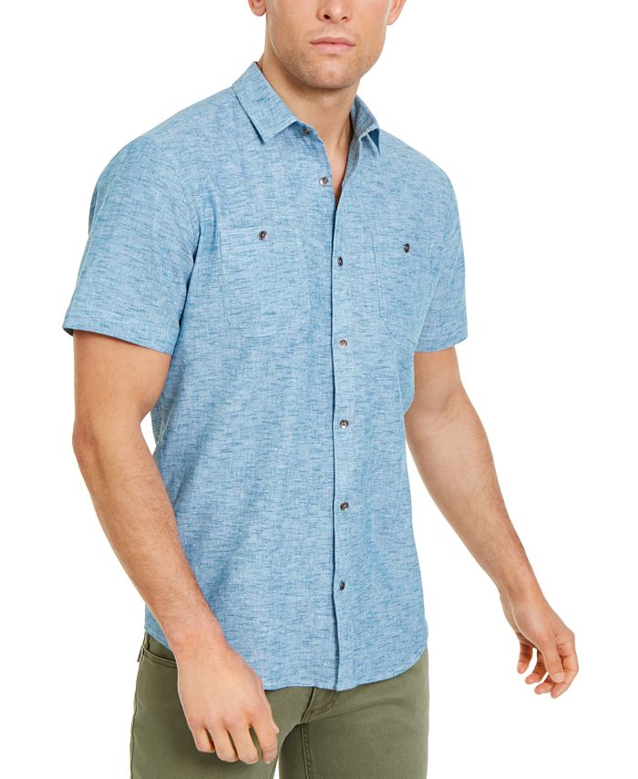 Camisa de manga curta masculina Ricky da INC International Concepts, azul, tamanho grande