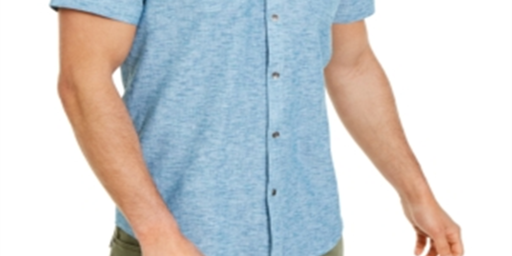 Camisa de manga curta masculina Ricky da INC International Concepts, azul, tamanho grande