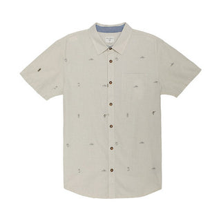 Camisa de manga curta masculina O'Neill Reel Life com botões, marrom, tamanho pequeno