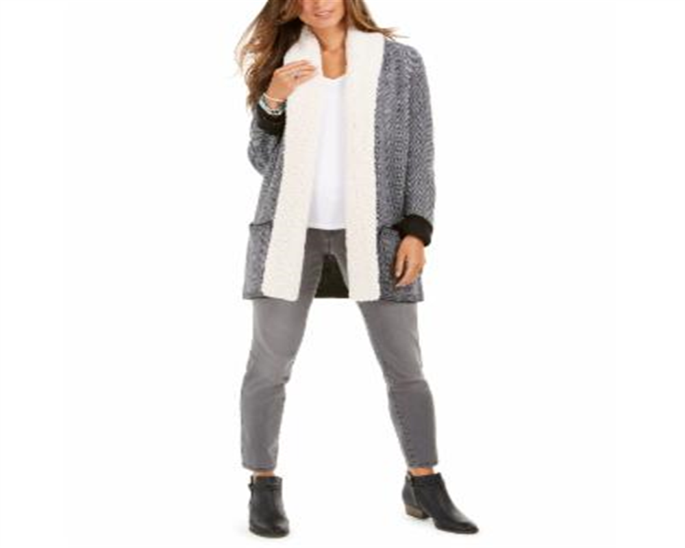 Cardigan Sherpa Feminino Style &amp; Co Preto Tamanho PP