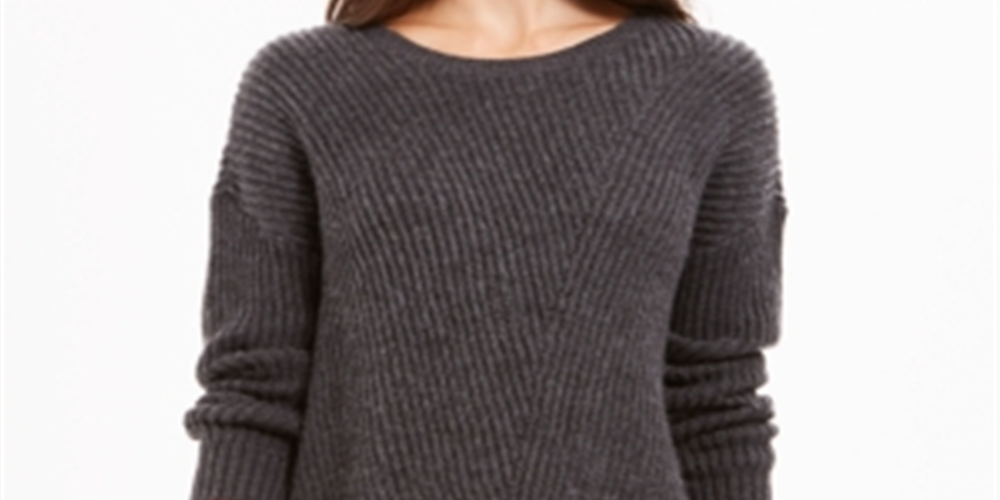 Suéter feminino canelado com ombros caídos, cinza, tamanho XX-G, estilo &amp; Co