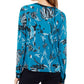 INC International Concepts Top feminino estampado com torção azul tamanho pequeno G