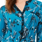 INC International Concepts Top feminino estampado com torção azul tamanho pequeno G