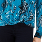 INC International Concepts Top feminino estampado com torção azul tamanho pequeno G