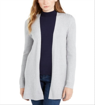 Cardigan feminino canelado aberto Maison Jules cinza tamanho grande