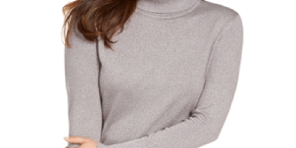 Suéter feminino JM Collection com gola alta metálica e punho de tachas, tamanho XX-G