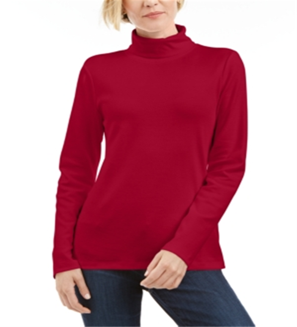 Karen Scott Blusa de gola alta feminina de algodão vermelha tamanho XXL