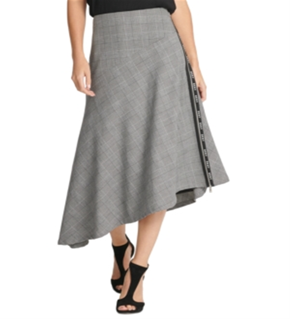 Saia xadrez MIDI aLine feminina DKNY preta tamanho 12