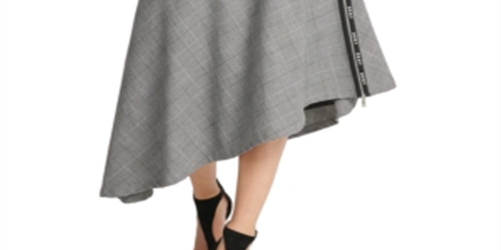 Saia xadrez MIDI aLine feminina DKNY preta tamanho 12