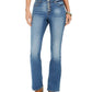 Jeans feminino estilo &amp; co com corte boot cut e botões, azul, tamanho 2