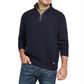 Suéter masculino vintage à prova de intempéries com textura waffle e zíper de um quarto, azul, tamanho XX-G