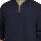 Suéter masculino vintage à prova de intempéries com textura waffle e zíper de um quarto, azul, tamanho XX-G