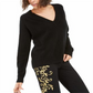 Suéter de cashmere feminino com decote em V, preto profundo, tamanho GG, da Inc International Concepts
