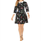Vestido feminino Pappagallo com gola botânica evasê, preto, tamanho 18