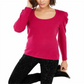 Suéter feminino de cashmere com manga bufante, rosa, tamanho pequeno, da INC International Concepts