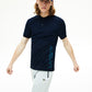 Camisa polo masculina de algodão da marca Lacoste, azul, tamanho 7