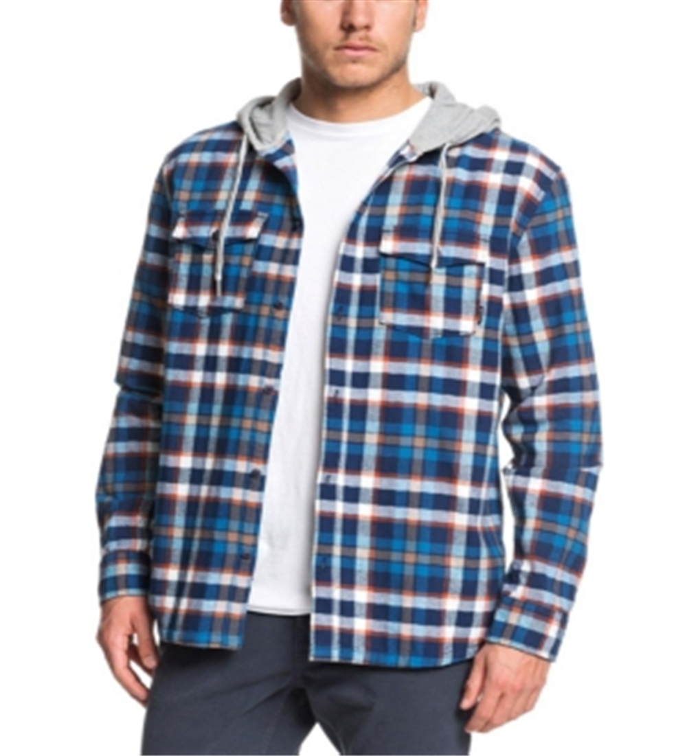 Camisa xadrez de manga comprida com botões Quiksilver masculina Moonlit Ocean, tamanho X-G