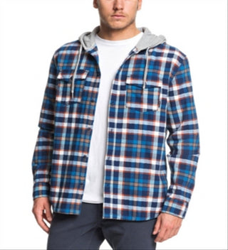 Quiksilver Men's Moonlit Ocean Plaid Long Sleeve Button Down Shirts Blue Size X-Large