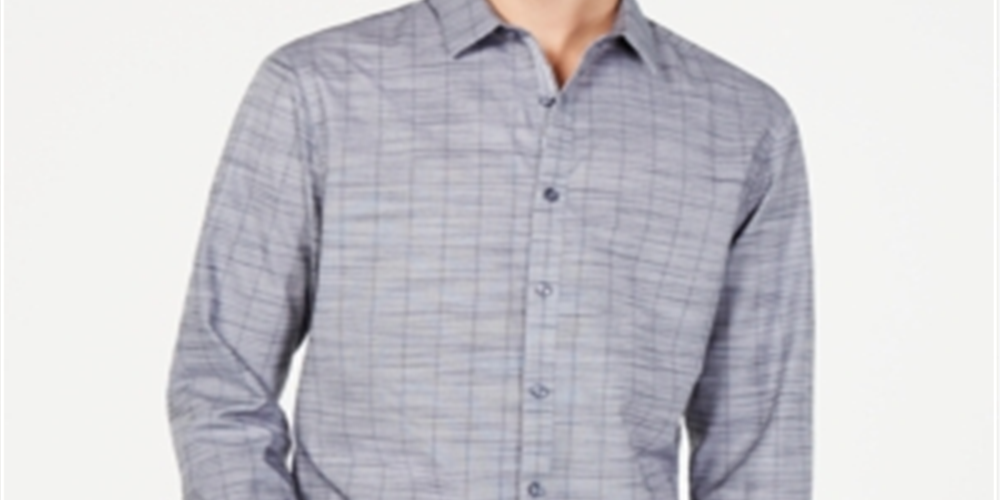 Camisa listrada elástica Sloan masculina da Inc International Concepts, cinza, tamanho M