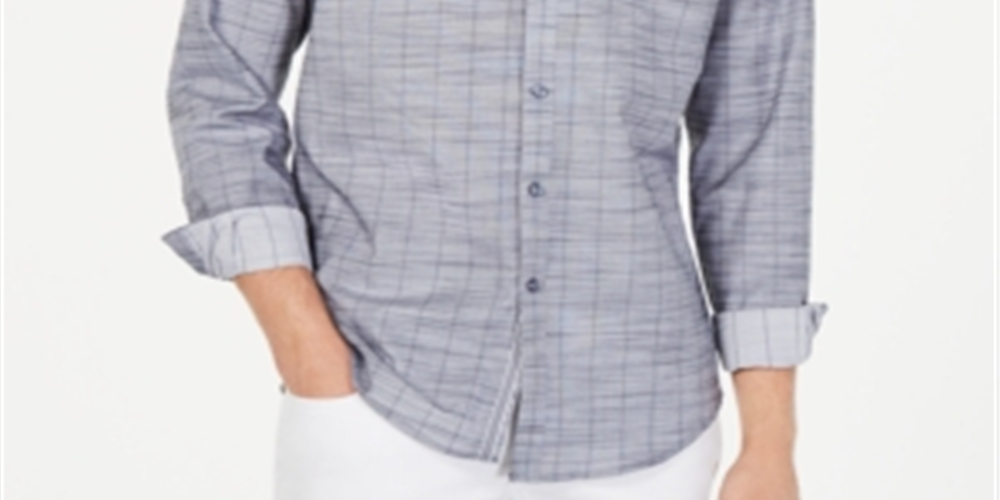 Camisa listrada elástica Sloan masculina da Inc International Concepts, cinza, tamanho M