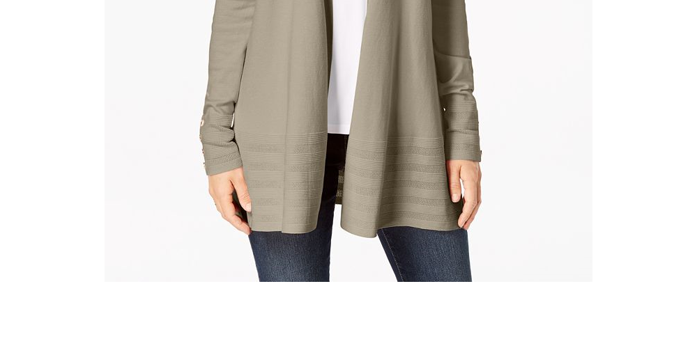 Cardigan feminino Charter Club com frente aberta, bege, tamanho pequeno