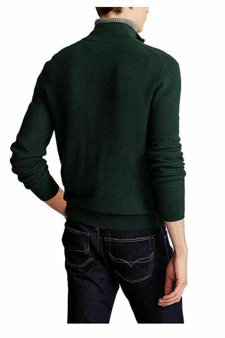 Suéter Polo Ralph Lauren Masculino de Algodão com Zíper de 1/4 Verde Tamanho Médio