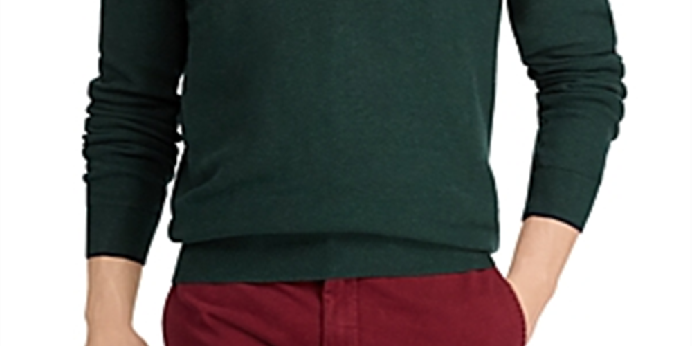 Suéter Polo Ralph Lauren Masculino de Algodão com Zíper de 1/4 Verde Tamanho Médio