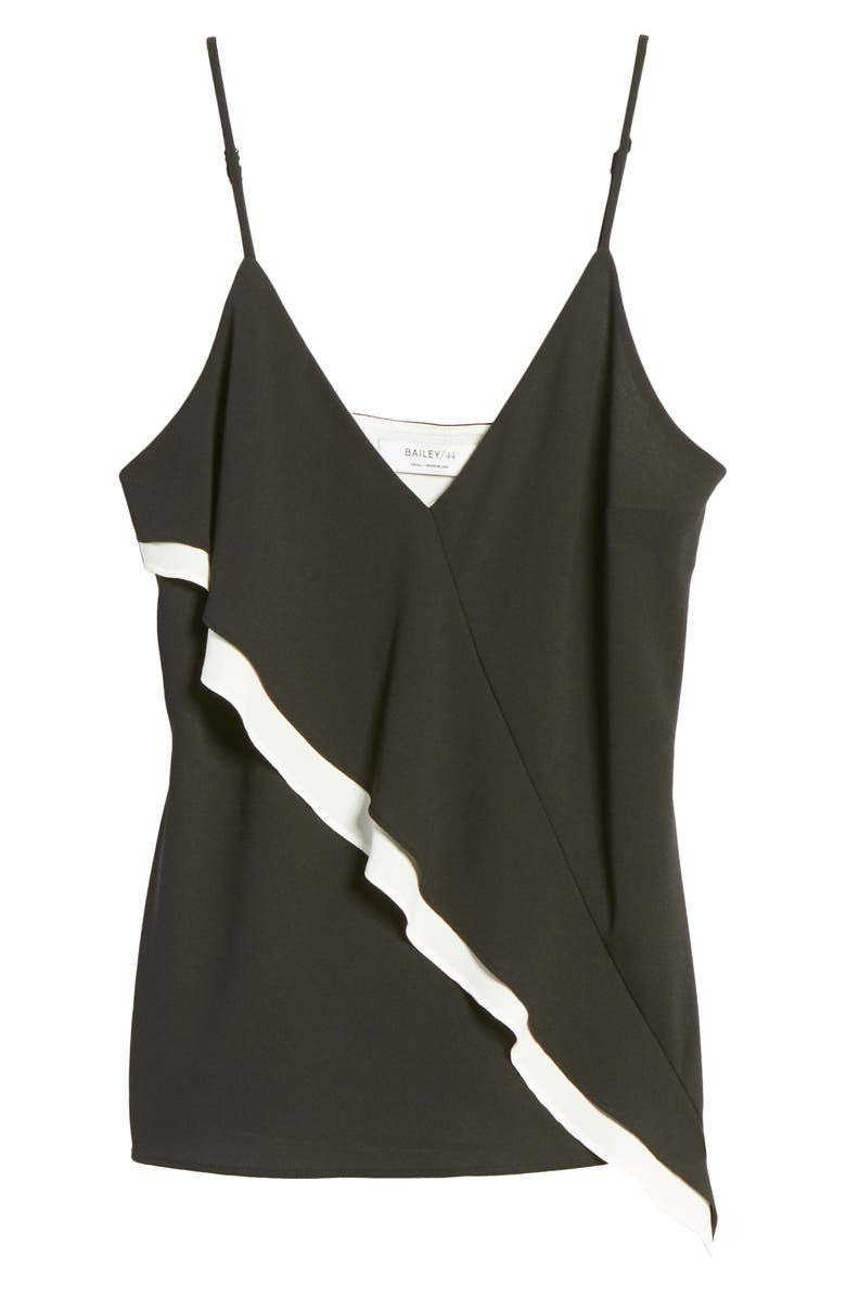 Camisola feminina Bailey 44 Laurel com babados, preta, tamanho X-S