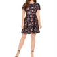Vestido feminino Vince Camuto com corte evasê e jacquard floral, rosa, tamanho 16