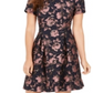 Vestido feminino Vince Camuto com corte evasê e jacquard floral, rosa, tamanho 16