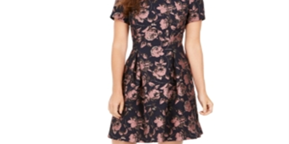 Vestido feminino Vince Camuto com corte evasê e jacquard floral, rosa, tamanho 16