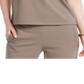 Top feminino Nine West com decote em V e manga curta, cinza, tamanho P