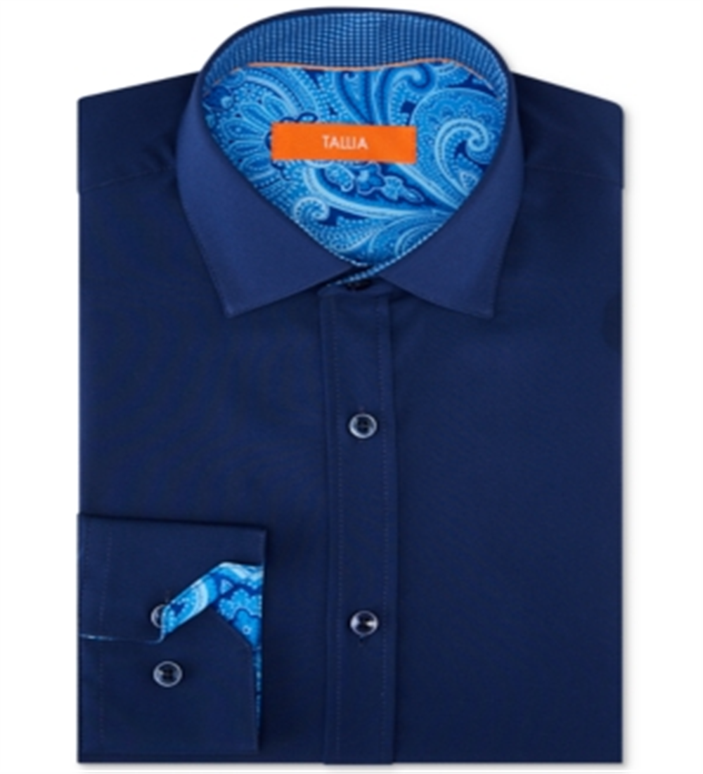 Camisa social masculina Tallia com gola azul, tamanho 34x35