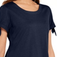 Camiseta feminina Karen Scott com manga amarrada, azul, tamanho XS