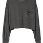 Camiseta feminina Austin Cropped manga comprida preta tamanho grande da Free People