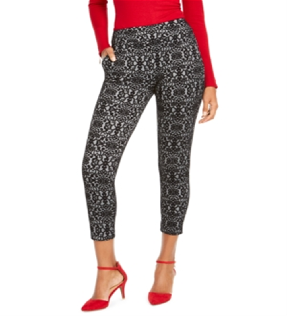 Calça skinny cropped feminina Thalia Sodi estampada, preta, tamanho X-S