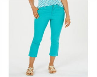 Charter Club Women's Tummy Control Bristol Capri Jeans Green Size 18