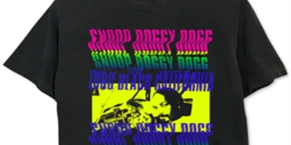 Camiseta gráfica masculina Neon Snoop Dogg preta tamanho grande