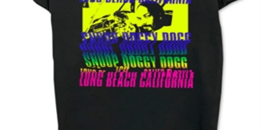 Camiseta gráfica masculina Neon Snoop Dogg preta tamanho grande
