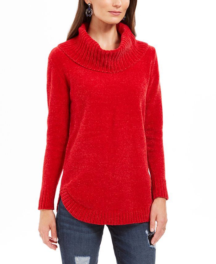 Suéter feminino de chenille com gola alta estilo &amp; co, vermelho, tamanho extrapequeno