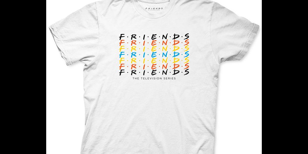 Camiseta masculina com estampa Friends, branca, tamanho M