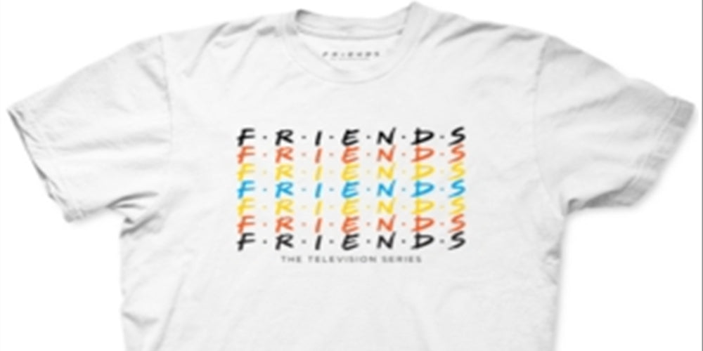 Camiseta masculina com estampa Friends, branca, tamanho M