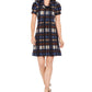 Vestido xadrez com decote canoa feminino Jessica Howard, verde, tamanho 6P