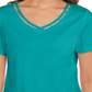 Camiseta feminina Karen Scott de algodão com decote em V e acabamento aberto, verde, tamanho pequeno