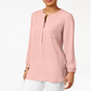 Blusa feminina plissada nas costas, rosa, tamanho médio, coleção JM