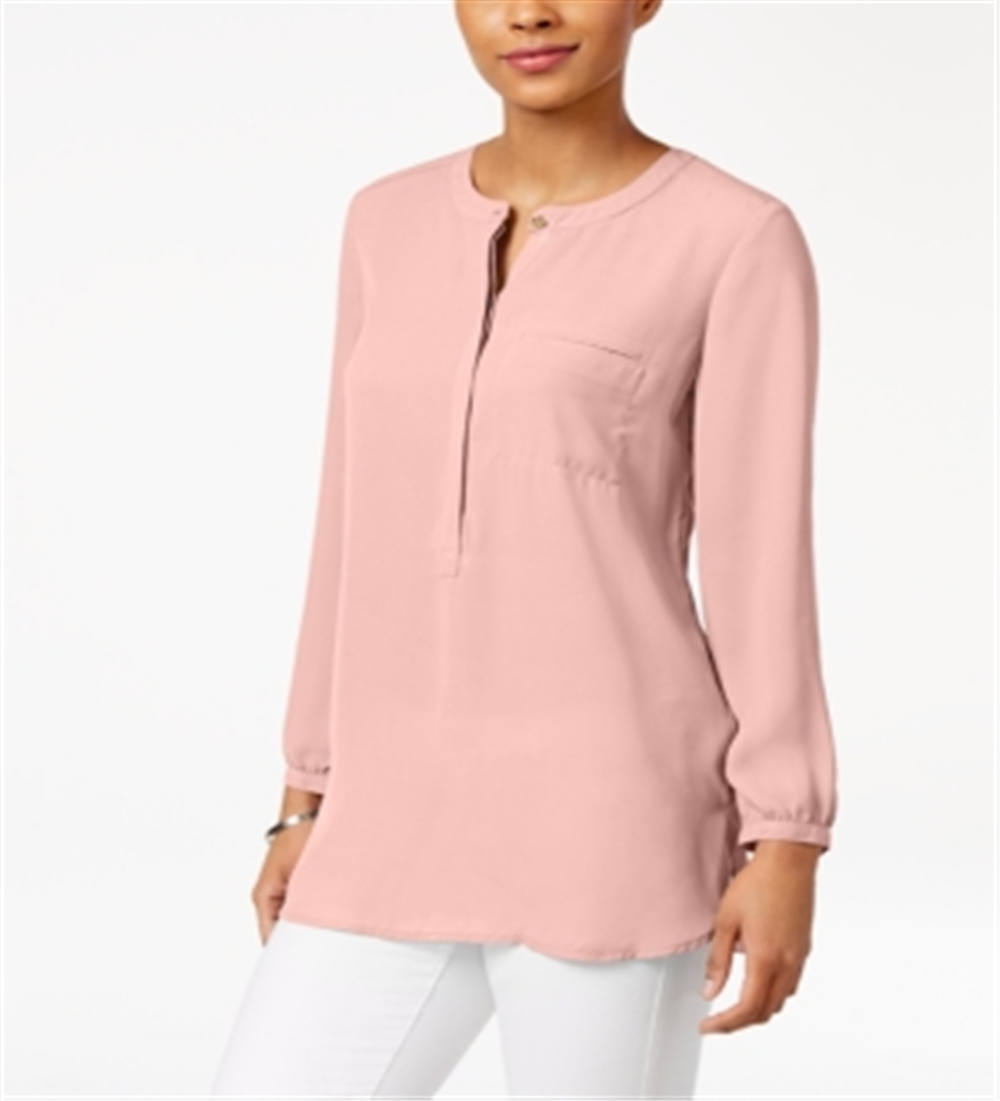 Blusa feminina plissada nas costas, rosa, tamanho médio, coleção JM