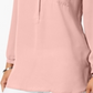Blusa feminina plissada nas costas, rosa, tamanho médio, coleção JM