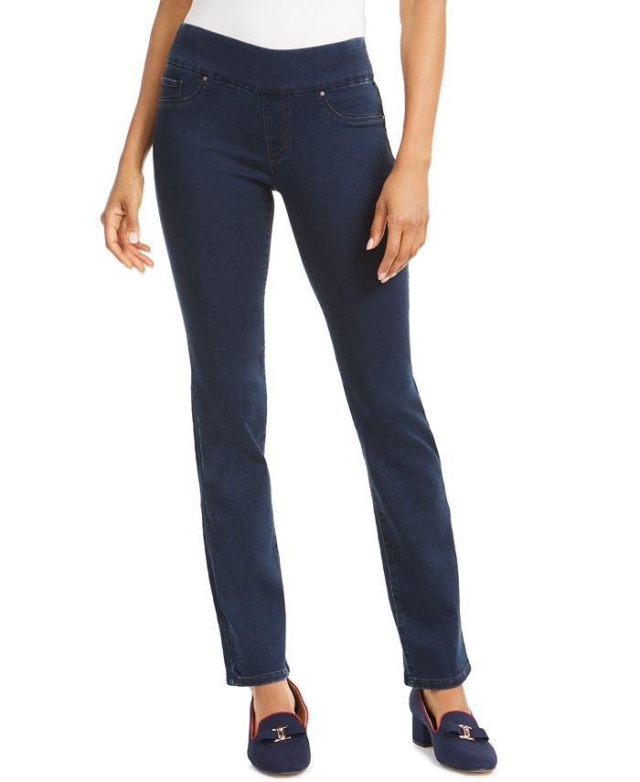 Calça jeans feminina Charter Club Denim com perna reta, azul, tamanho 10, pequena