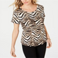Blusa feminina estampada com decote redondo, tamanho X-S