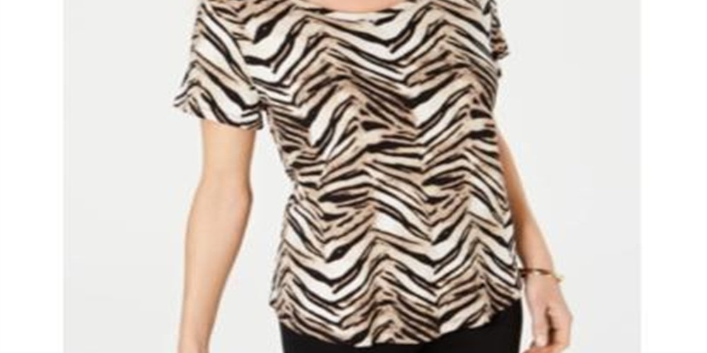 Blusa feminina estampada com decote redondo, tamanho X-S